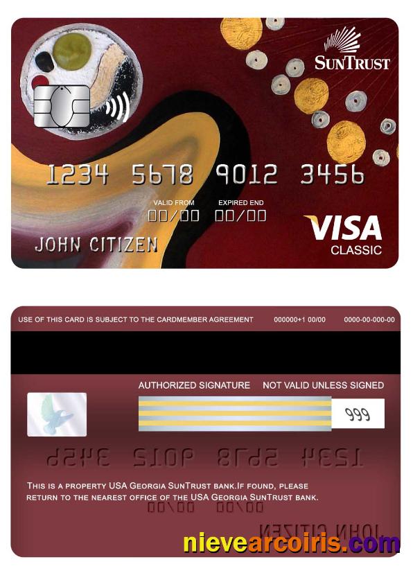 USA Georgia SunTrust bank visa classic card